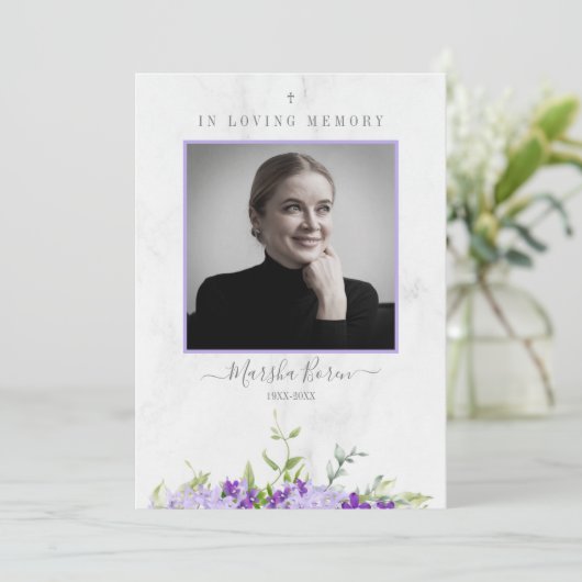 Purple Flowers in Loving Memory for Funeral (Staand voorkant)