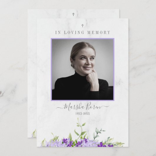Purple Flowers in Loving Memory for Funeral (Voorkant / Achterkant)