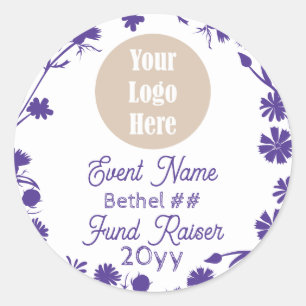 Purple Flowers Job's Daughters Party Favoriet Logo Ronde Sticker