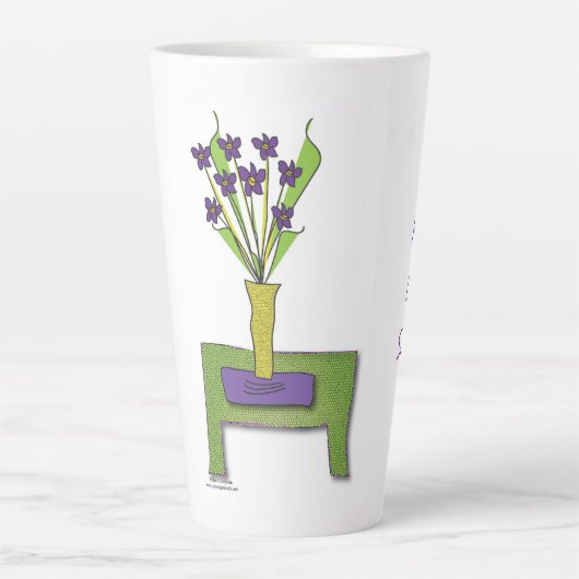 'Purple Flowers' - Keep Life Simple Latte Mok (Voorkant)