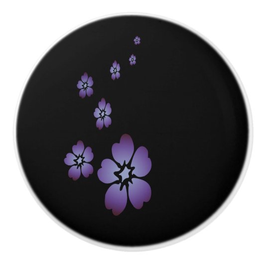 Purple Flowers Keramische Knop (Voorkant)