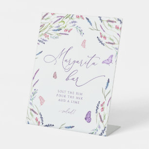 Purple Flowers Lavender Margarita Bar Reclamebord Met Voetstuk