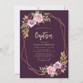 Purple Flowers lijst doop Kaart (Voorkant)