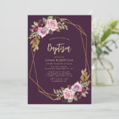 Purple Flowers lijst doop Kaart (Staand voorkant)