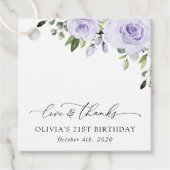 Purple Flowers, Lila Flowers, Boho, Birthday Bedankjes Labels (Voorkant)