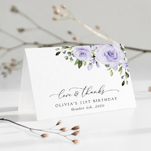 Purple Flowers, Lila Flowers, Boho, Birthday Bedankkaart