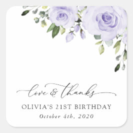 Purple Flowers, Lila Flowers, Boho, Birthday Vierkante Sticker
