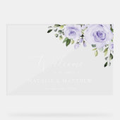 Purple Flowers, Lila Flowers, Weddenschap Welkom Acryl Bord (Voorkant)