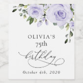 Purple Flowers, Lilac Flowers, Boho, Birthday Wijn Etiket (Enkel label)