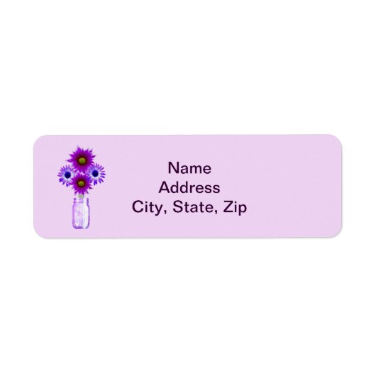 Purple Flowers Mason Jar Adresetiketten Etiket (Voorkant)