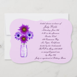 Purple Flowers Mason Jar Bridal Shower Uitnodiging
