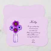 Purple Flowers Mason Jar Maid of Honor Kaart (Voorkant / Achterkant)