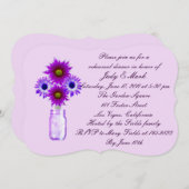 Purple Flowers Mason Jar Rehearsal Dinner Invite Kaart (Voorkant / Achterkant)