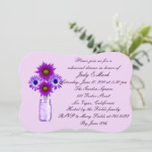Purple Flowers Mason Jar Rehearsal Dinner Invite Kaart (Staand voorkant)