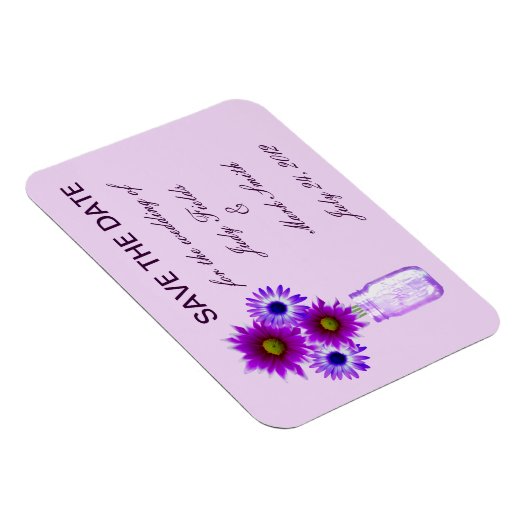 Purple Flowers Mason Jar Save the Date Magnet Magneet (Rechterzijde)