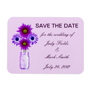 Purple Flowers Mason Jar Save the Date Magnet Magneet