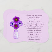 Purple Flowers Mason Jar Wedding Invitation Kaart (Voorkant / Achterkant)