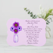 Purple Flowers Mason Jar Wedding Invitation Kaart (Staand voorkant)