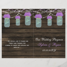 Purple Flowers Mason Jars Barn Wood Weddenschap