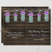 Purple Flowers Mason Jars Barn Wood Weddenschap (Voorkant / Achterkant)