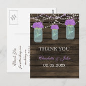Purple Flowers Mason Jars Barn Wood Weddenschap Briefkaart (Voorkant / Achterkant)