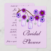 Purple Flowers Mason Jars Bridal Shower Uitnodigin Kaart (Voorkant / Achterkant)