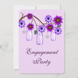 Purple Flowers Mason Jars Engagement Party nodigt  Kaart