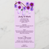 Purple Flowers Mason Jars Menu Kaart (Voorkant)