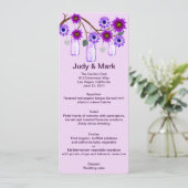 Purple Flowers Mason Jars Menu Kaart (Staand voorkant)