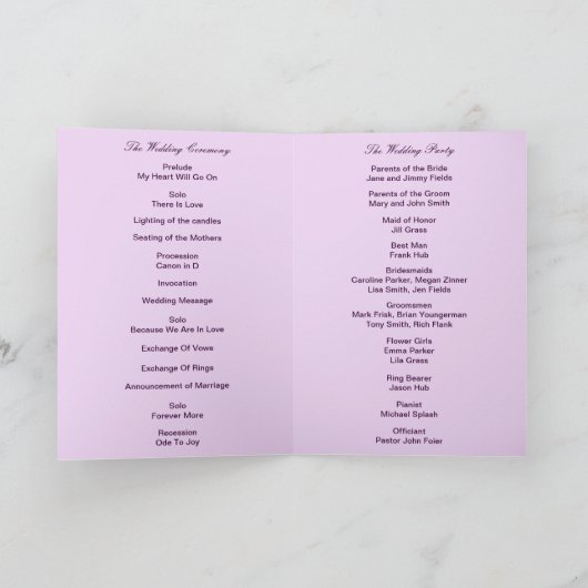 Purple Flowers Mason Jars Program Kaart (Binnen)