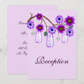 Purple Flowers Mason Jars Reception Kaart (Voorkant / Achterkant)