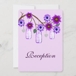 Purple Flowers Mason Jars Reception Kaart