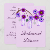 Purple Flowers Mason Jars Rehearsal Dinner Invite Kaart (Voorkant / Achterkant)