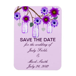 Purple Flowers Mason Jars Save the Date Magnet Magneet