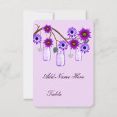 Purple Flowers Mason Jars Table Place Card Kaart (Voorkant)