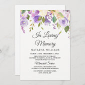 Purple Flowers Memorial Notice Service Kaart (Voorkant / Achterkant)