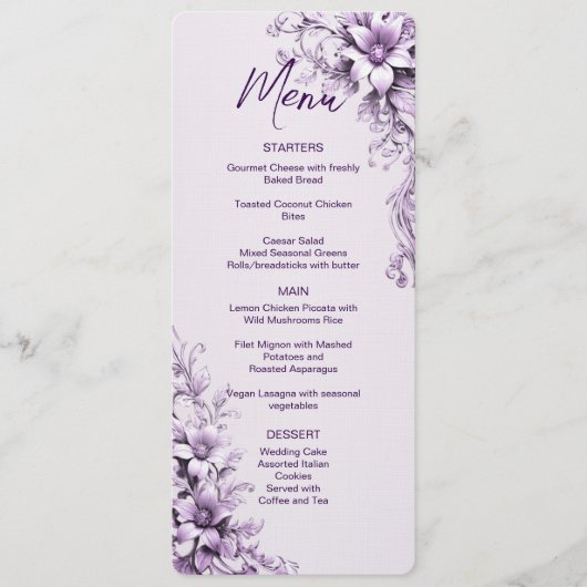 Purple Flowers Menu