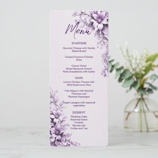 Purple Flowers Menu (Staand voorkant)