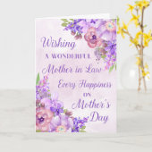 Purple Flowers Moederdag Moeder in de wet Kaart (Gele Bloem)