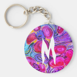 Purple Flowers Monogram Fantasy Sleutelhanger