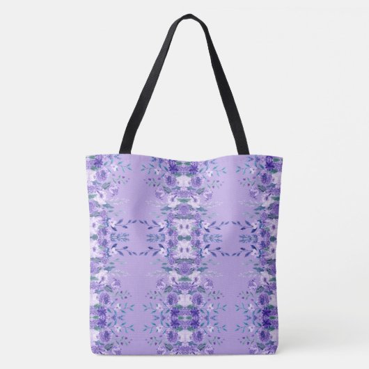 Purple Flowers Monogrammed Canvas tas (Achterkant)