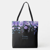 Purple Flowers Monogrammed Canvas tas (Voorkant)