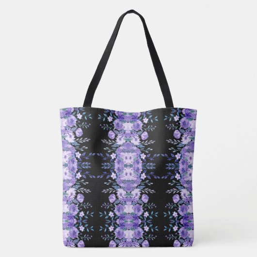 Purple Flowers Monogrammed Canvas tas (Achterkant)