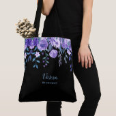 Purple Flowers Monogrammed Canvas tas (Dichtbij)
