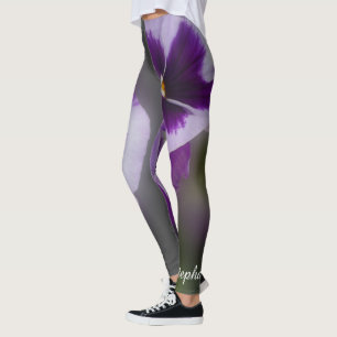 Purple Flowers, naam, Floral Yoga Leggings