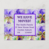 Purple Flowers New Address Briefkaart, we verplaat Briefkaart (Voorkant)