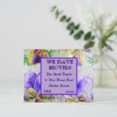 Purple Flowers New Address Briefkaart, we verplaat Briefkaart (Staand voorkant)