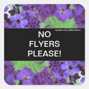 Purple Flowers No Flyers Alsjeblieft ticker Vierkante Sticker