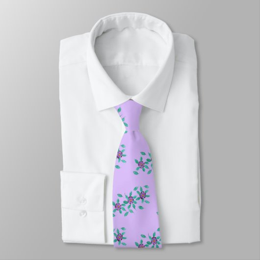 Purple Flowers on Lavender Pattern, Ties Stropdas (Gebonden)