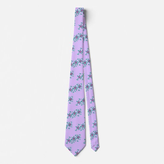 Purple Flowers on Lavender Pattern, Ties Stropdas (Voorkant)